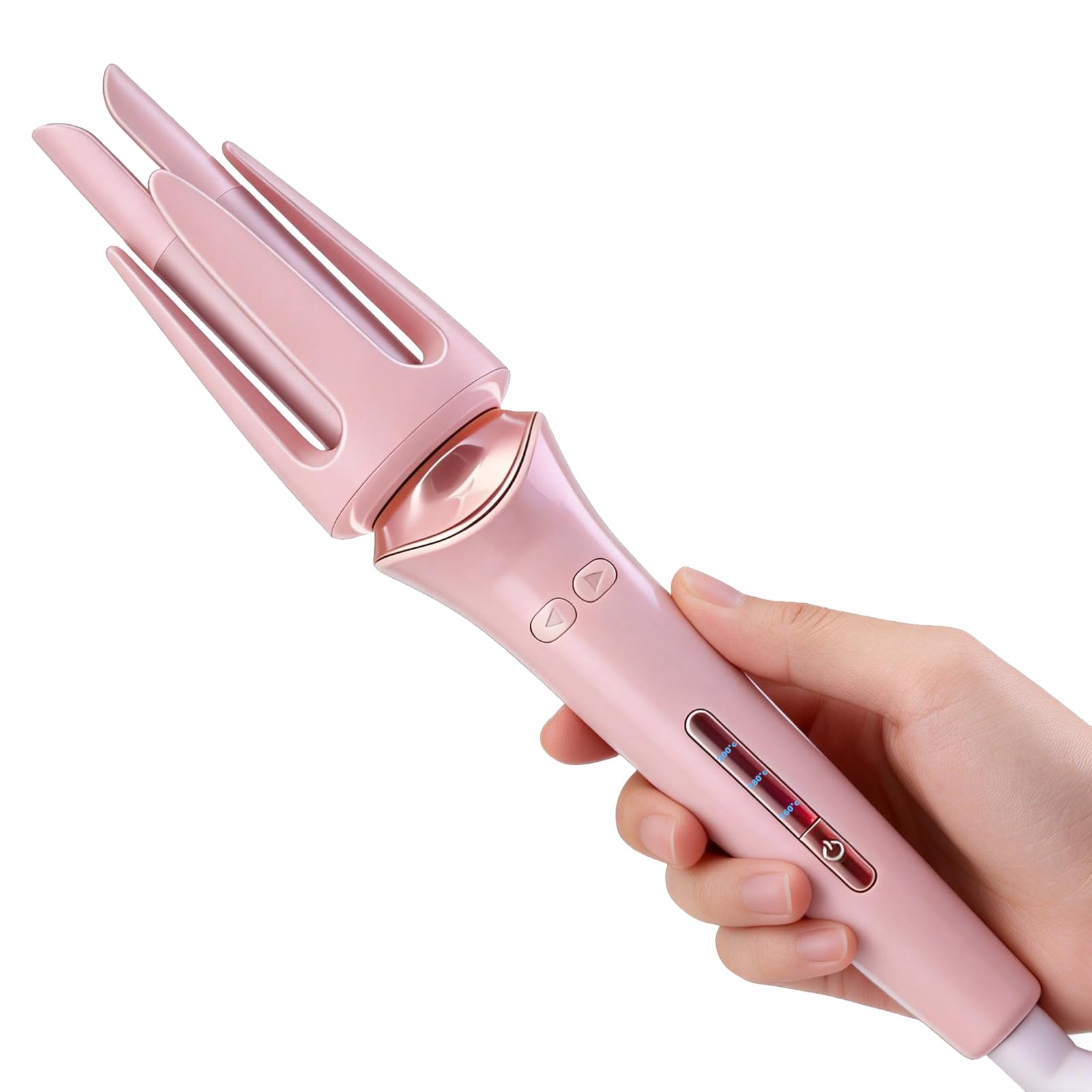 Automatic Hair Curler, 1.25 inch Double Grooves Auto Curling Iron, 3 Tempe, Beach Waves Rotating Curling Wand for Short & Long Hair Styling, Portable Hair Curler Dual Voltage & Lightweight for Travel
