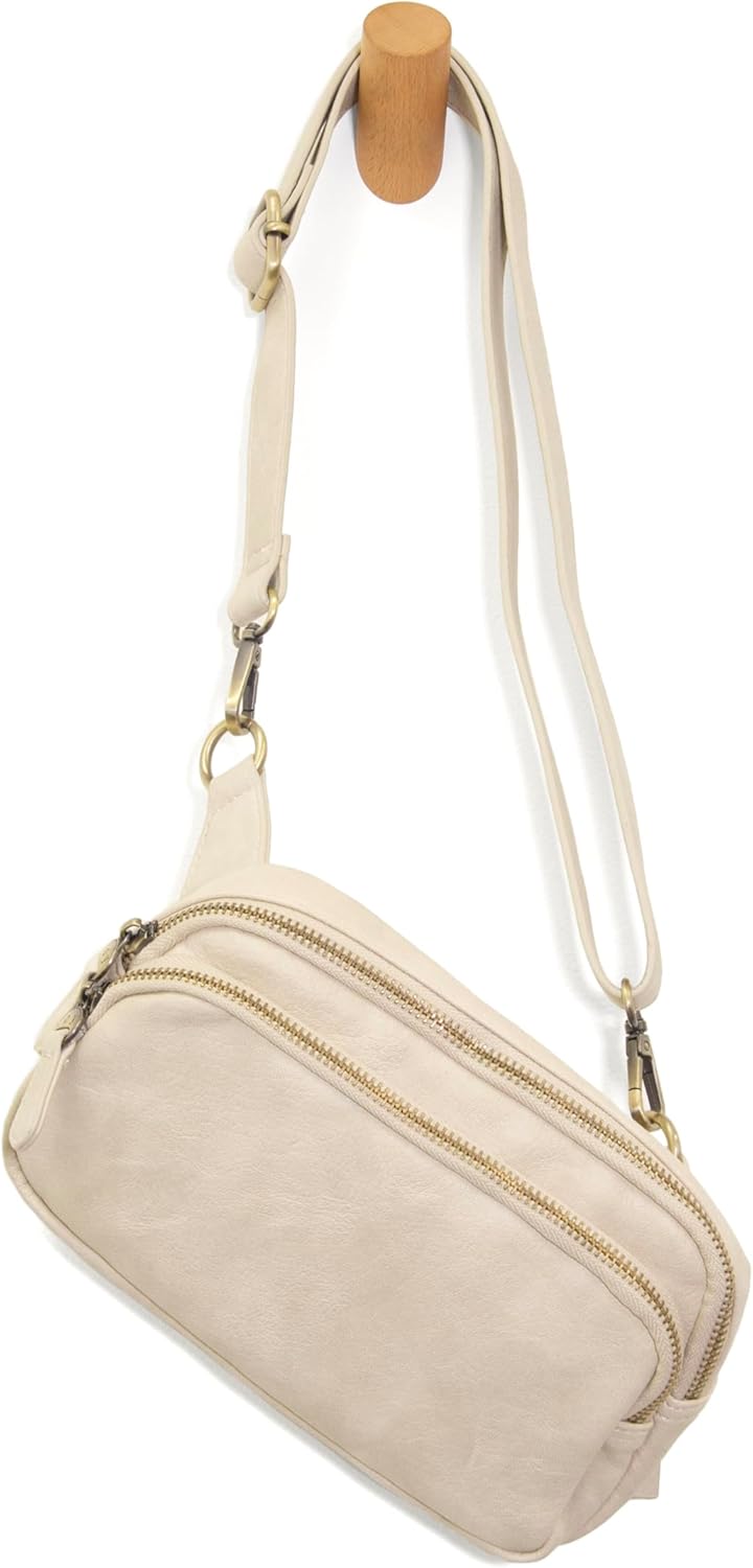 Joy Susan Womens Fashion Purse Kylie Double Zip Sling Belt Bag