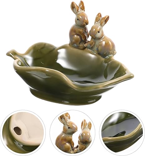 Miniatura 5 de Hemoton Jabonera de cerámica barra de conejo bandeja de jabón soporte decorativo para caja de jabón placa de jabón de manos contenedor de esponja