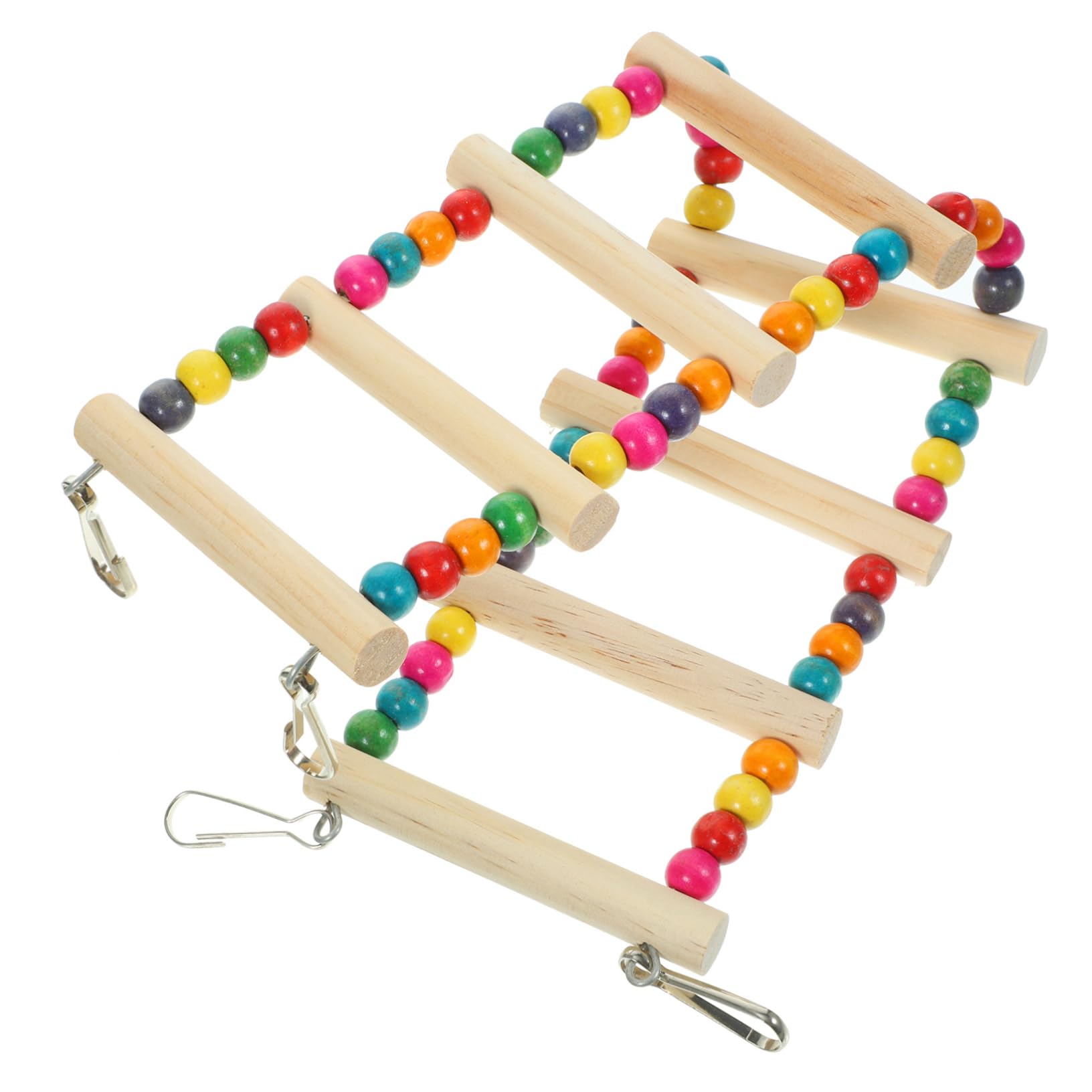 COLLBATH Colored Wooden Bird Cage Ladder Toy for Parrots Climbing Chewing Features