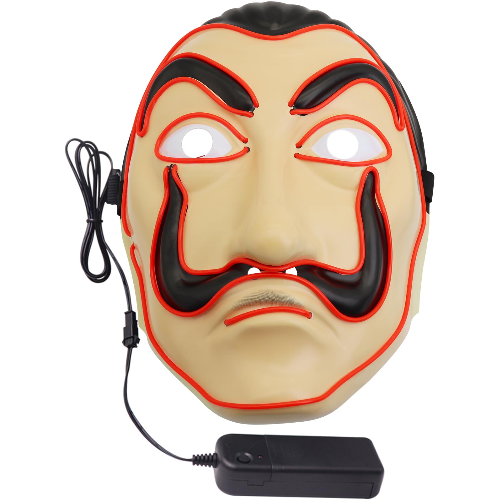 Halloween Mask with LED Lights - Scary Light-Up Mask for Costume Parties Cosplay, Masquerade & Carnival Festivals (Yellow A)