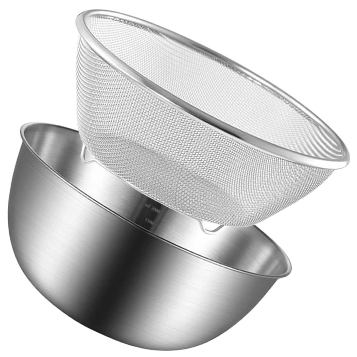 SHOWERORO Juego de Coladores de Acero Inoxidable para Cocina, Colador Metálico de Malla Fina Fondo Plano, Práctico y Estable para Escurrir Verduras y Arroz Hogar