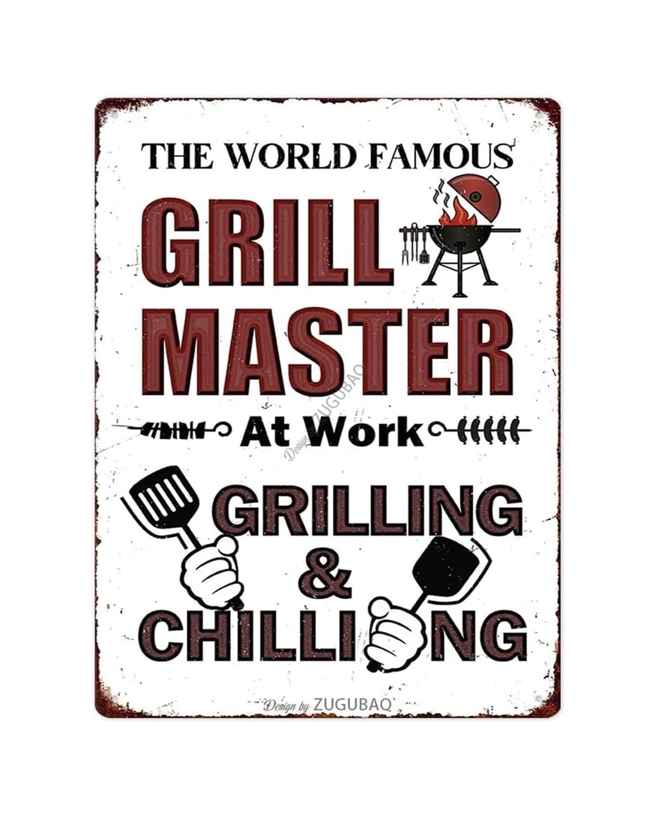 CBQZCHWDKT Backyard BBQ Metal Tin Sign Grilling Chilling Funny Saying Vintage Decor for Patio Garage Man Cave Gift 8 X 12 inch
