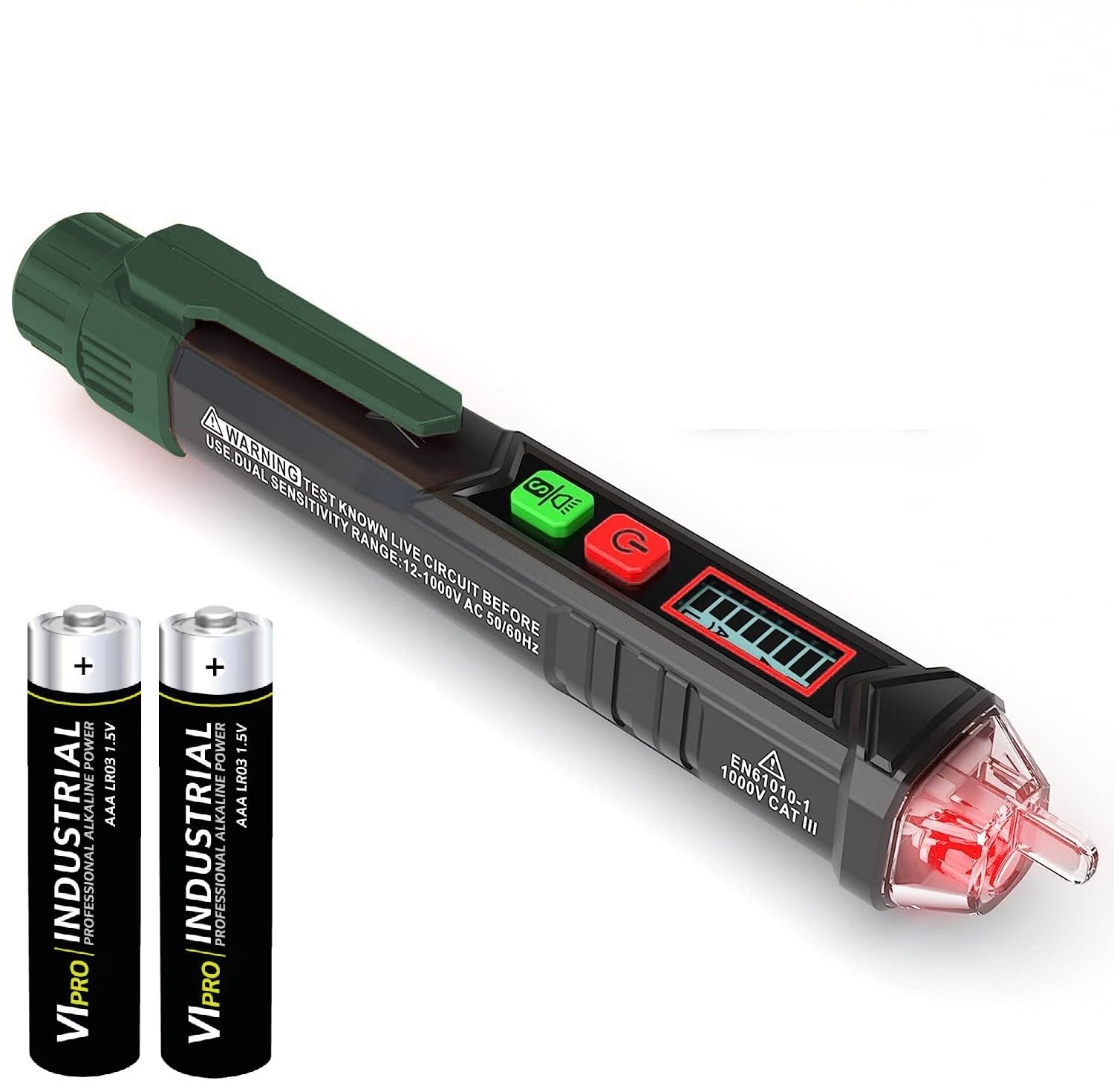 HTC AC-IV Voltage Tester/Non-Contact Tester with Dual Range AC 12V-1000V/48V-1000V, Live/Null Wire Tester, Electrical Tester with LCD Display, Buzzer Alarm, Wire Breakpoint Finder (With battery)-image-4
