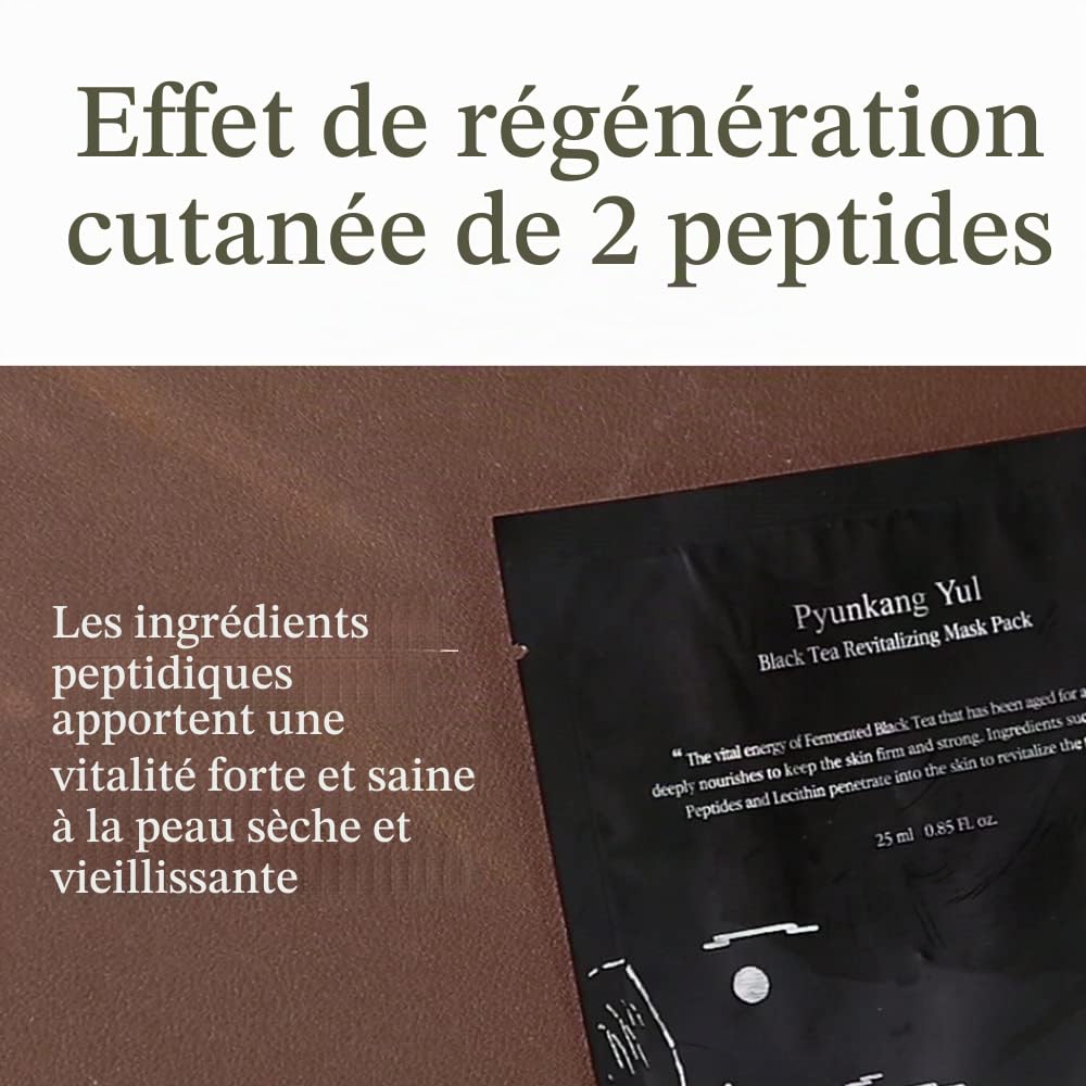 [PKY] Masque Révitalisant Thé Noir Fermenté Pyunkang Yul avec Collagène à Faible Molécule, Beurre de Karité, Soin Élasticité, Hydratation Profonde, Soin Visage Coréen 25ml x 10ea