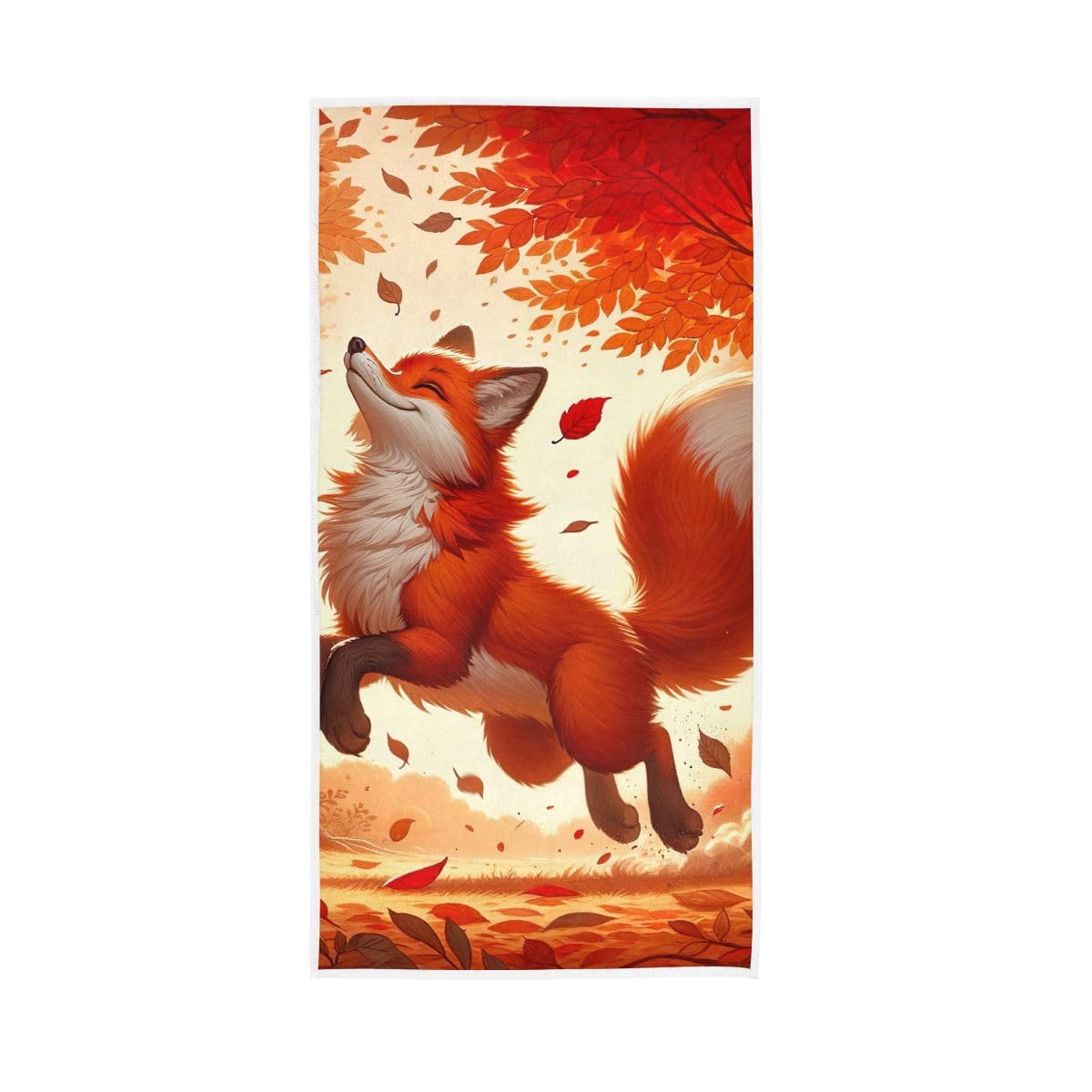 LSRCPD Fall Jumping Fox Hand Towel, Hand Towels and Wash Cloths for Bathroom 15 x 30 Inches