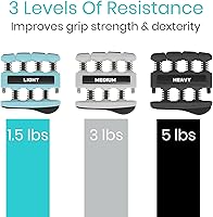 Vista 5 de Finger Strengthener by Vive (3 Pack) Hand Grip Equipment for Guitar, Musicians, Rock Climbing & Therapy - Gripper with Exercise Guide for