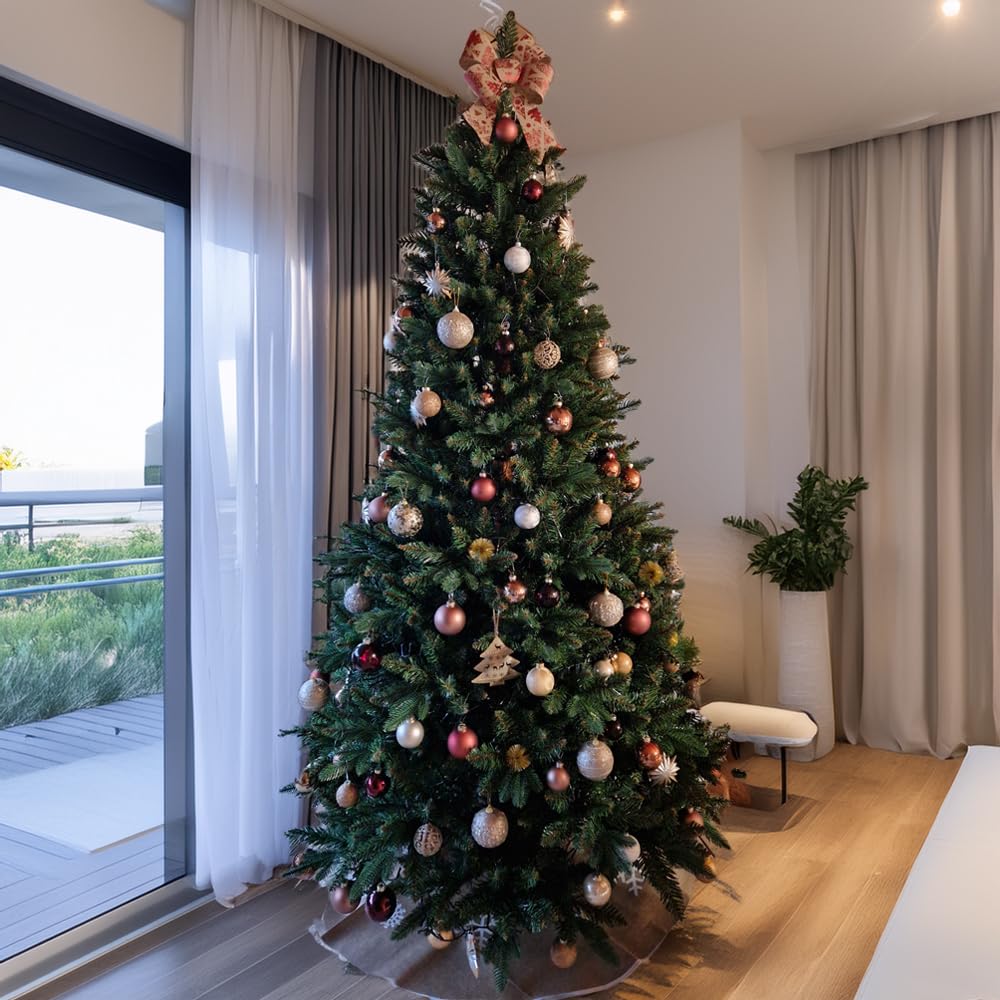 RS Trade 23012 Premium Tanne PE/PVC 120 cm Weihnachtsbaum künstlich (Ø ca.78 cm) ca. 644 Spitzen und Schnellaufbau Klappsystem, Naturgetreue Spritzguss Elemente, Tannenbaum inkl. Christbaum Ständer