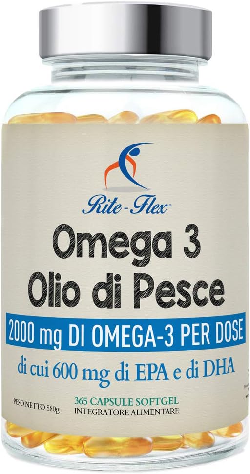 Omega 3 DHA 2000mg Fish Oil by RiteFlex EPA/DHA 365 Easyto