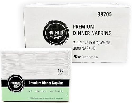 Miniatura 9 de MULMEHË Servilleta de cena prémium de 2 capas de 18 pliegues para restaurantes, catering, hogar y eventos, 15 x 16 pulgadas, color blanco, paquete