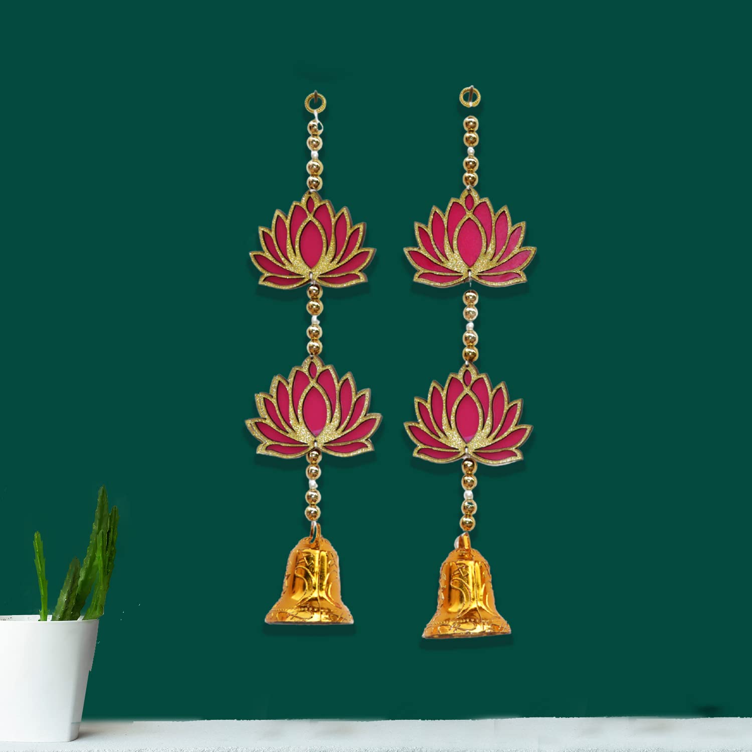 CraftVatika Lotus Floral Decoration with Bell Wall Hanging Strings for Home Decoration, Diwali, Wedding, All Festival Decoration, Decorative Item for Wall/Door/Window Hanging (2 Pcs) (B0BFLBM2WB) Amazon Price History, Amazon Price Tracker