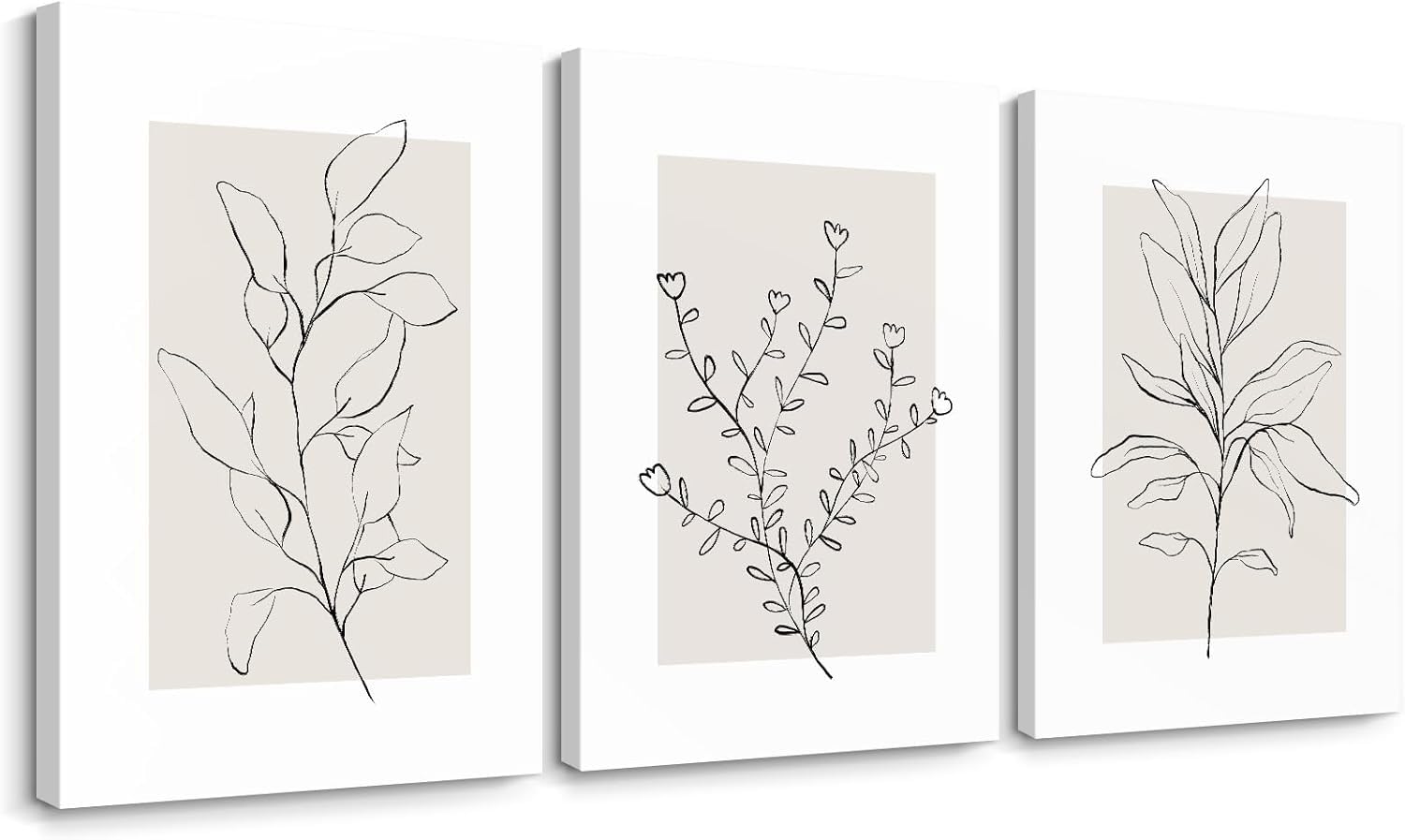 lianyibo Neutral Botanical Wall Art Modern Farmhouse Line Poster Boho Abstract Painting Prints Artwork for Living Room Decor(60x90cmx3/Frameless)