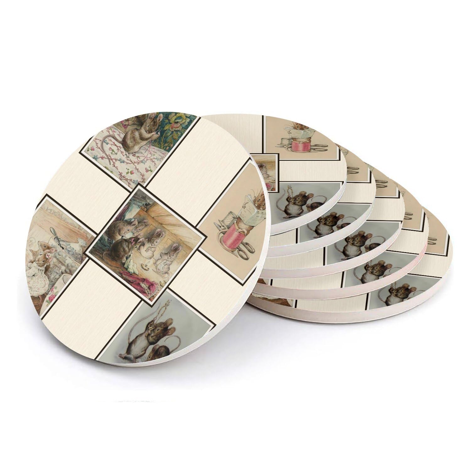Sous verre ronds en céramique pour retrouver les souvenirs d'enfance Beatrix Potter