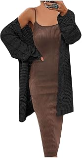 Womens Shirts Autumn and Winter Solid Color Loose Knit Sweater Mid-Length Coat Sweater