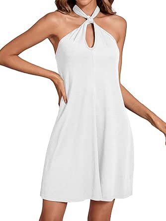 Umenlele Women's Tie Back Halter Criss Cross Cutout