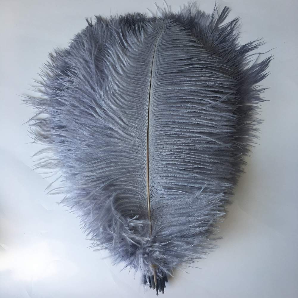 Shekyeon 12-14inch(30-35cm) Ostrich Feathers Plumes for Wedding Centerpieces Pack of 10(Gray) — image 1
