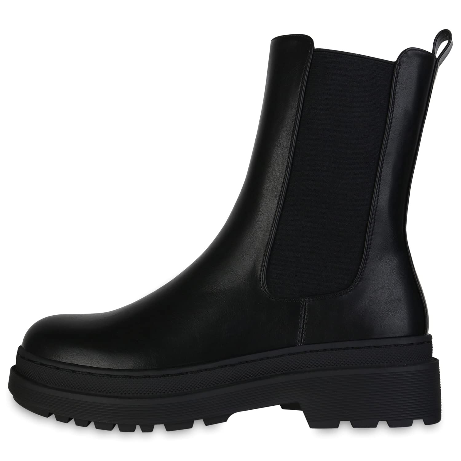 VAN HILL Damen Stiefeletten Plateau Boots Leicht Gefüttert mit Blockabsatz Profilsohle