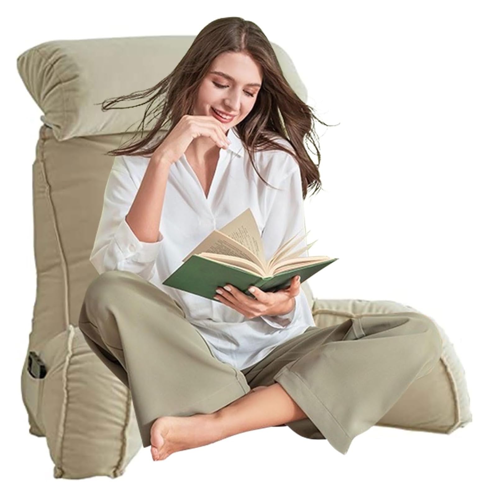 Iulgfsc Champagne Color Reading Pillow， Soft Cozy Large Adult Backrest Lounge Cushion