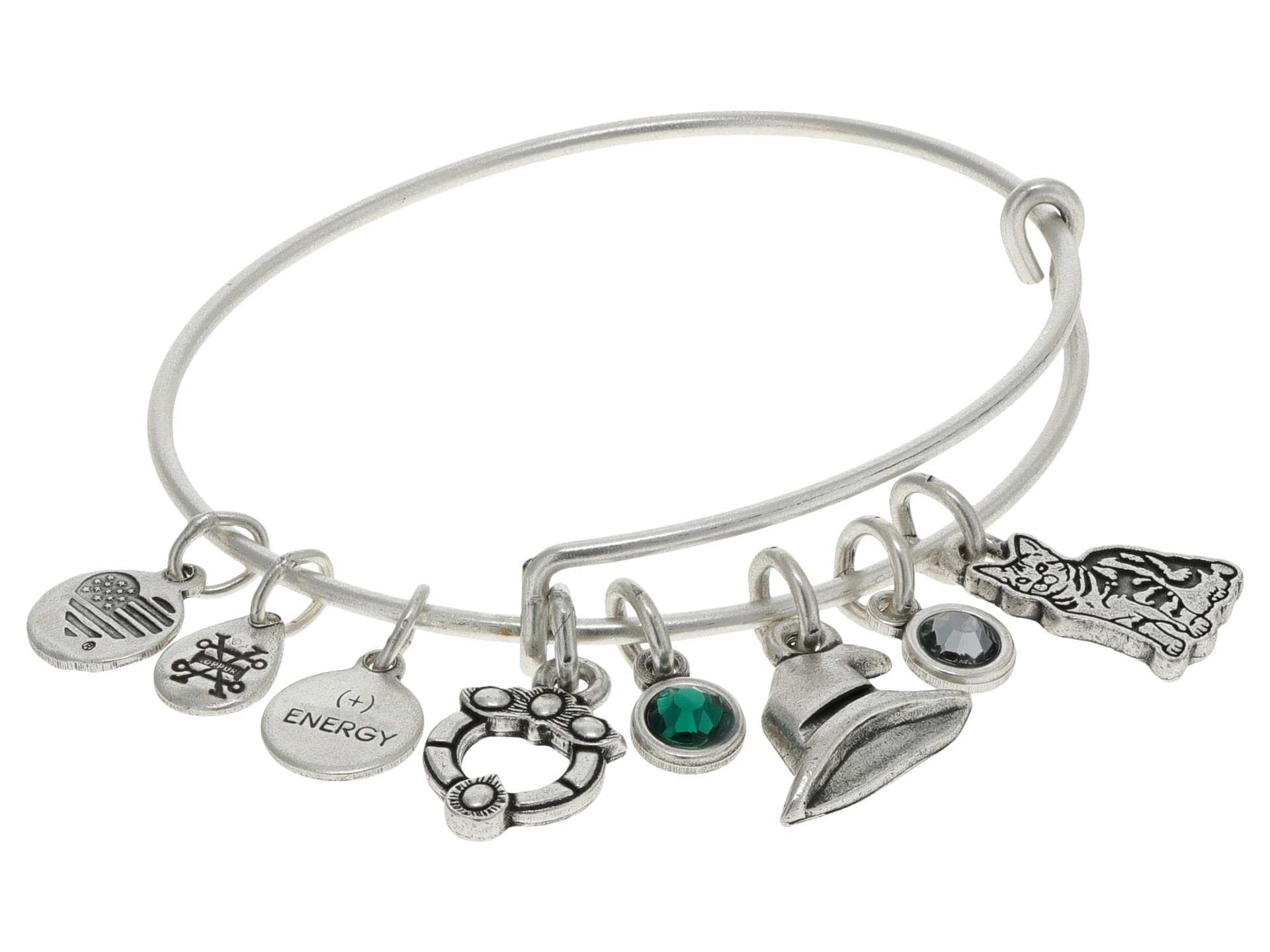 Alex and AniAS622122Expandable Bangle BraceletRS,Harry Potter, Professor McGonagall Multi Charm Expandable Bangle Bracelet,Rafaelian Silver,Green, Bracelets