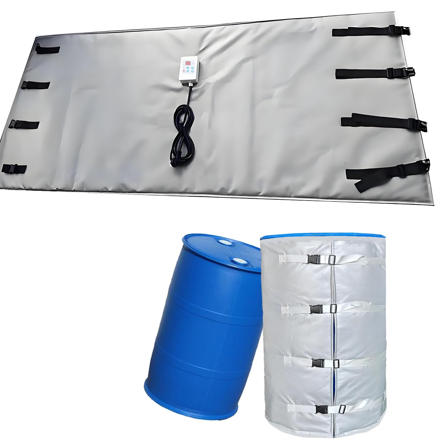 200L/1000L Quickly Heat IBC Barrel Heater, Insulated Drum Heating Blanket, Adjustable Temp 0~120℃/0~150℃(Grey,200L150°)