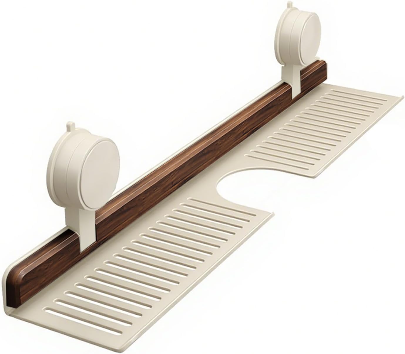 BHFPFZA Walnut Suction Bathroom Shelf No Drill Wall-Mounted Storage 50cm Over SinkRemovable Kitchen Countertop Rack (White)