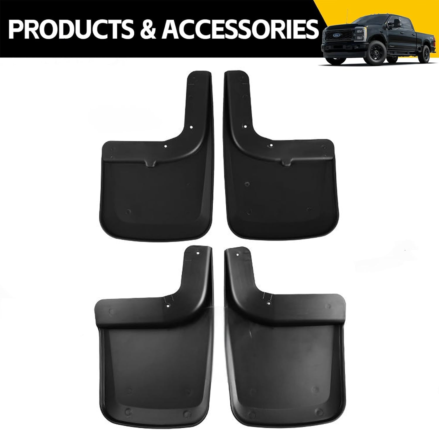 Mud Flaps Splash Guards for Ford F-250 F-350 2017-2024 (w/Single Rear Wheels & w/OEM Fender Flares) All Weather Mudflaps Mud Guard for Trucks Front Rear Set 4pc / No Need to Drill Holes