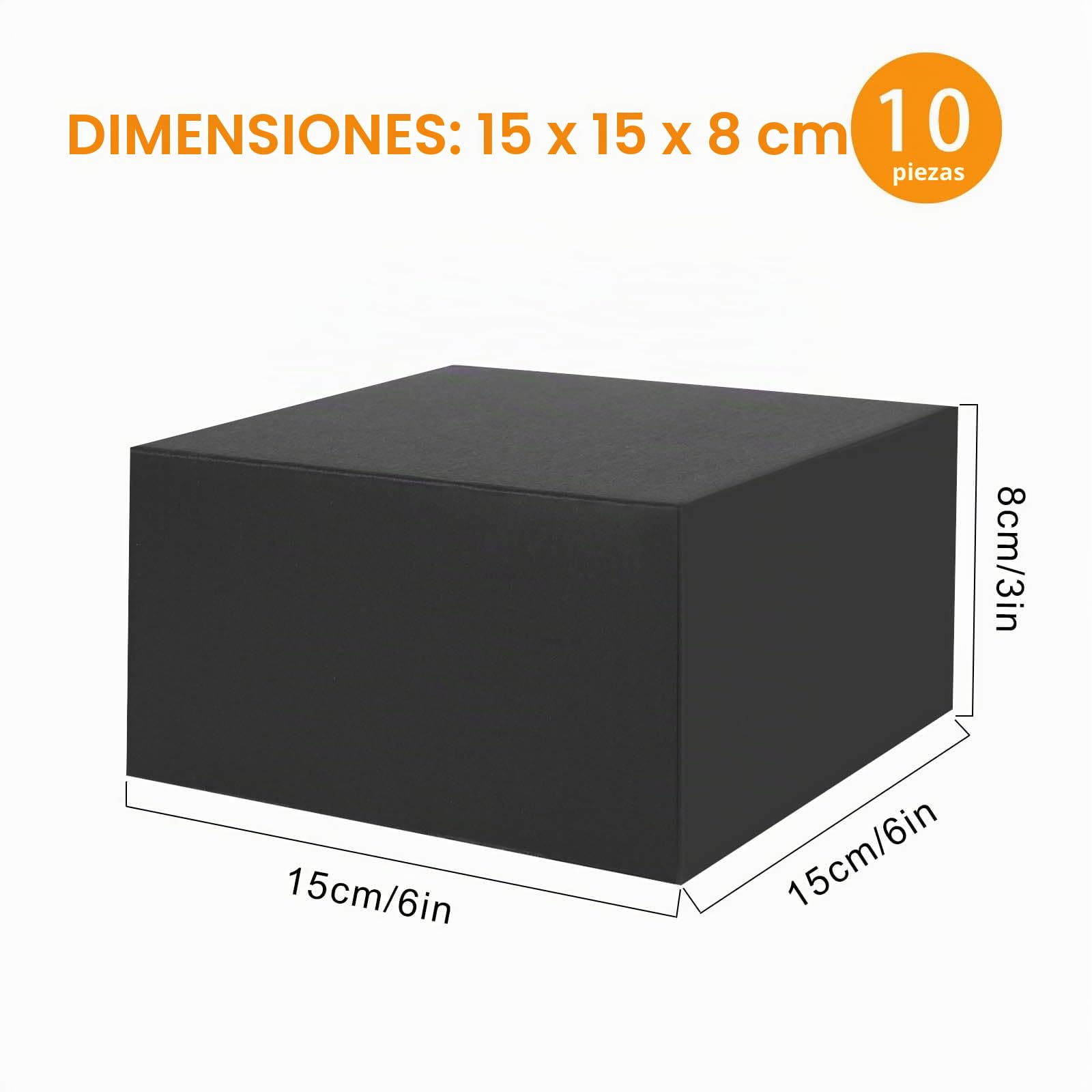 Hotyin 10 Pack Cajas para Regalo, Cajas de Carton 15 x 15 x 8cm, Cajas de Carton con Tapa (Negro Mate)