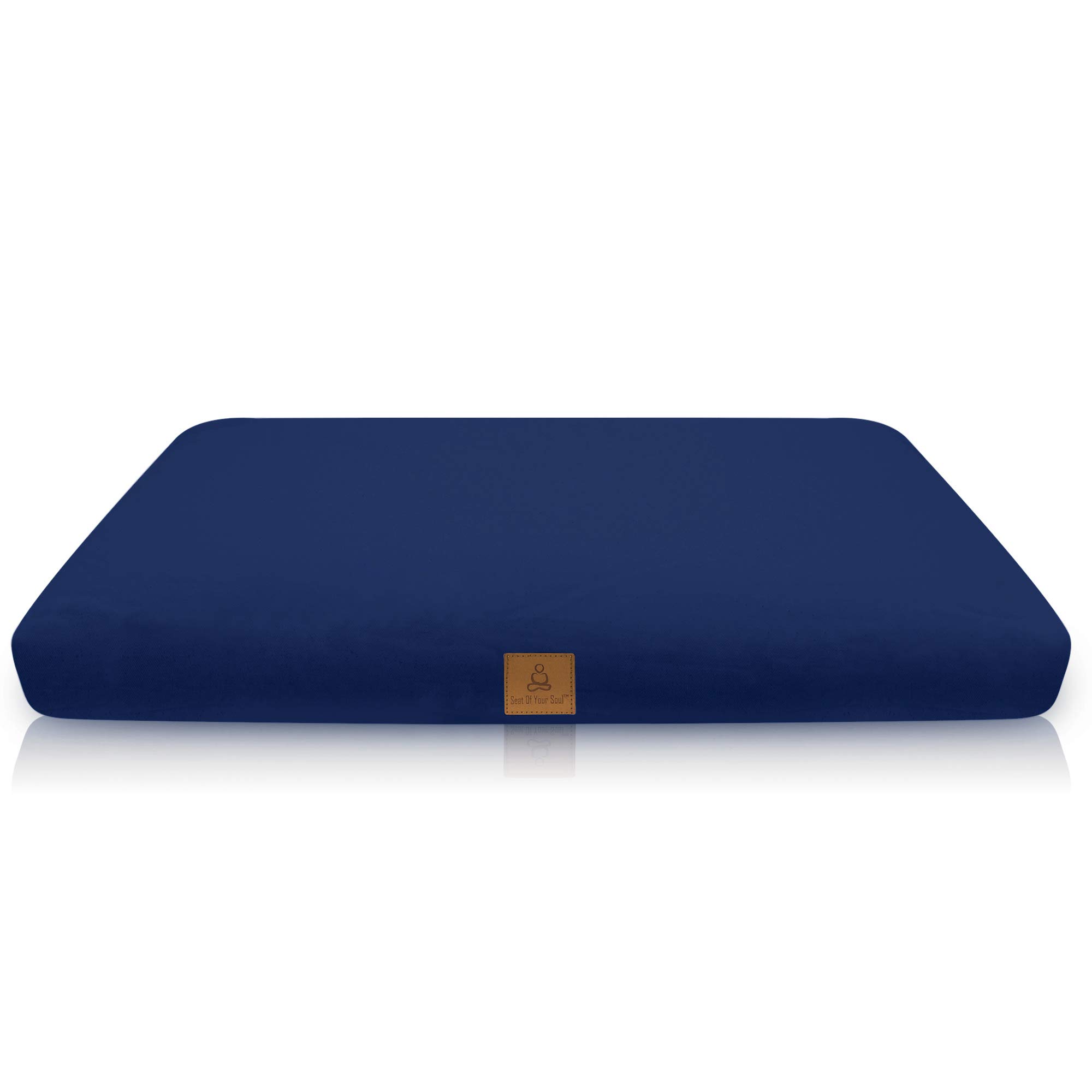 Seat Of Your Soul Zabuton Meditation Cushion - USA Buckwheat Hulls in 10 Color Organic Cotton; Square Yoga Pillow Case & Zipper Liner to Adjust Volume; Match Zafu or Crescent Set for Men & Women