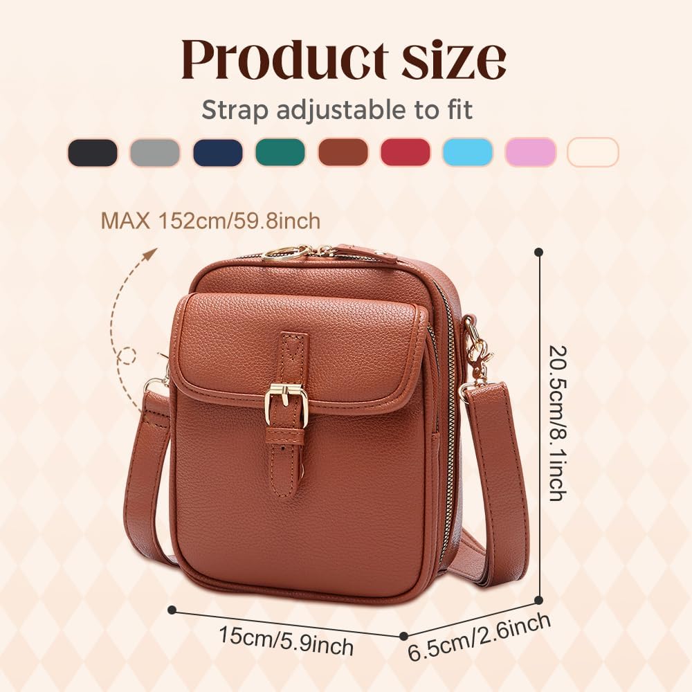 Vegan Leather Anti Theft Crossbody Bags for Women, Vintage Shoulder Bag, Small Purses for Women with Card Slots