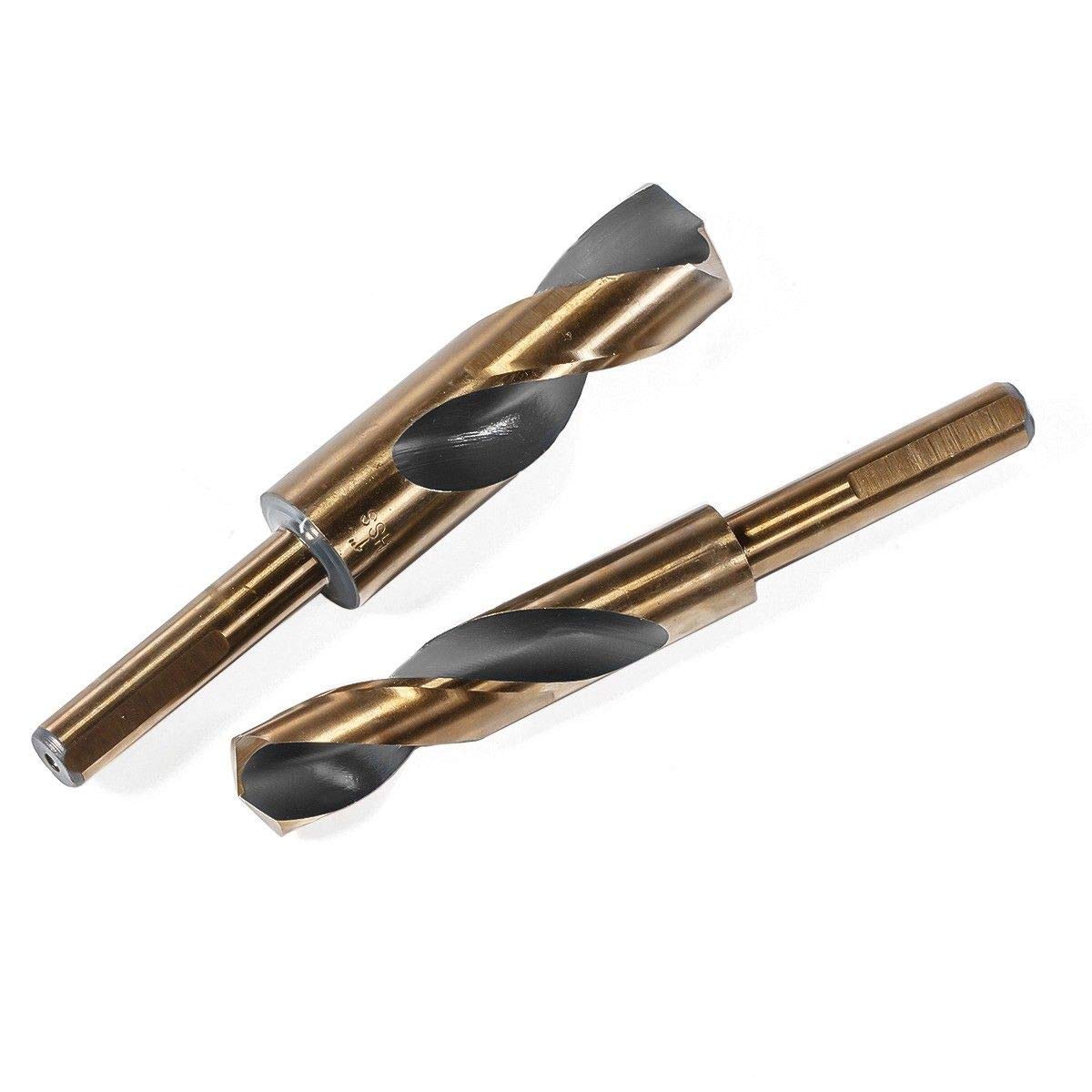 Stark USA 8-Pieces High Speed Steel Drill (9/16" to 1") by 1/16 Drill Bit HSS 135 Degrees 1/2" Shank Metals, Stainless Steel, Cast Iron, with Case