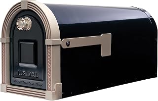 Architectural Mailboxes Brunswick Large Post-Mount Mailbox - Black Brushed Nickel Galvanized Steel USPS Approved