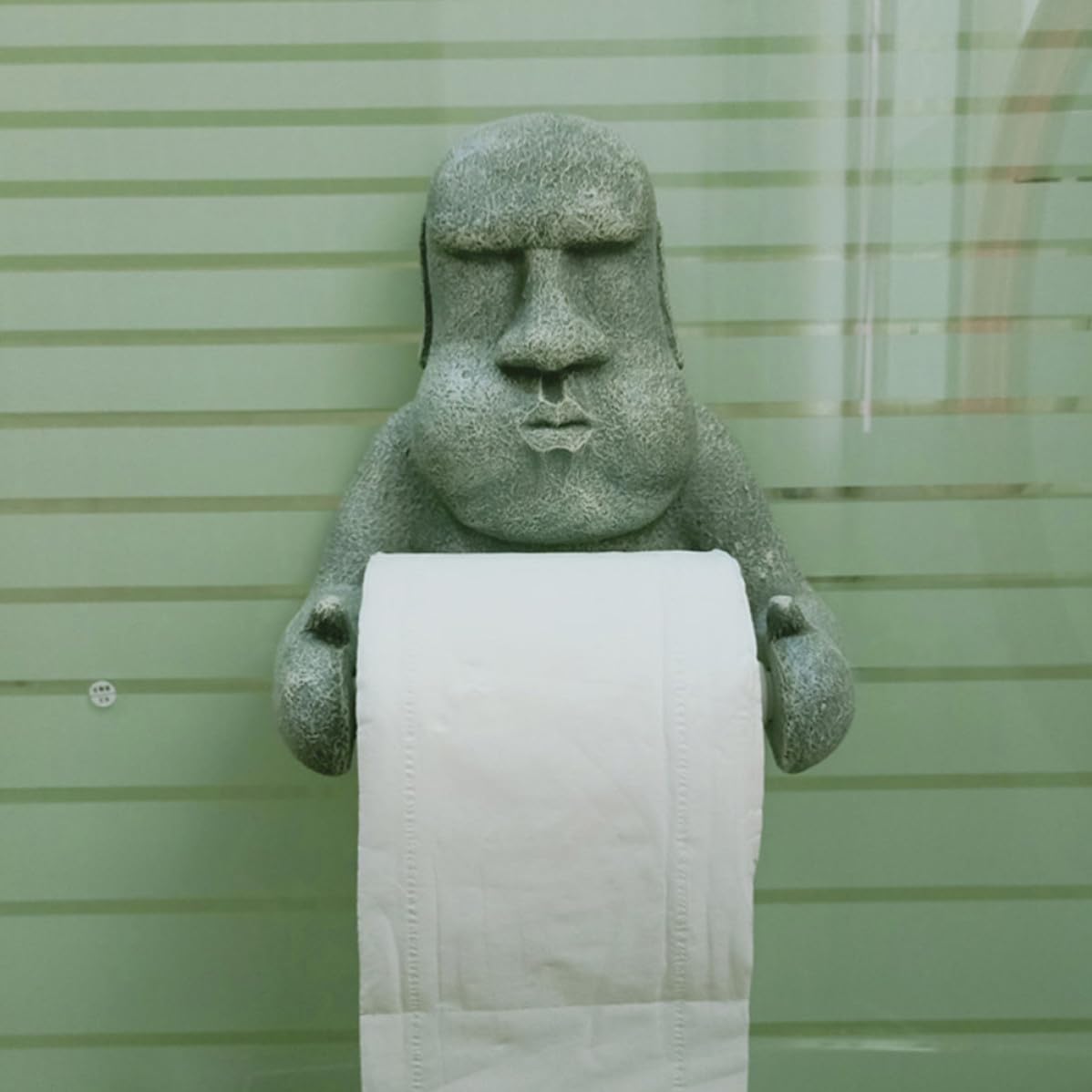 SHINEOFI Toilettenpapierhalter mit Moai Design Wandmontierter Rollenpapierhalter aus Kunstharz Dekorativer Wc Papierrollenhalter für Büros und Schlafzimmer