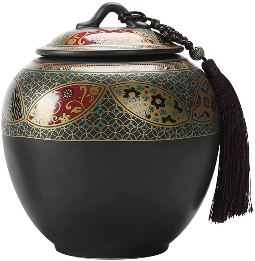 GFJryET Ceramic tea caddies, Vintage Ceramic Tea Caddy Sealed Jar Large Storage for Kitchen(14x15.6cm)