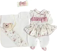 Saida Maternidade Menina Charlote 05 Peças Roupas de Bebê