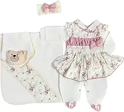 Saida Maternidade Menina Charlote 05 Peças Roupas de Bebê