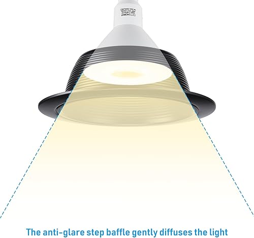 Miniatura 3 de TORCHSTAR Moldura de deflector empotrable de 6 pulgadas con anillo desmontable, metal completo, moldura de luz de techo para lata de 6 pulgadas,