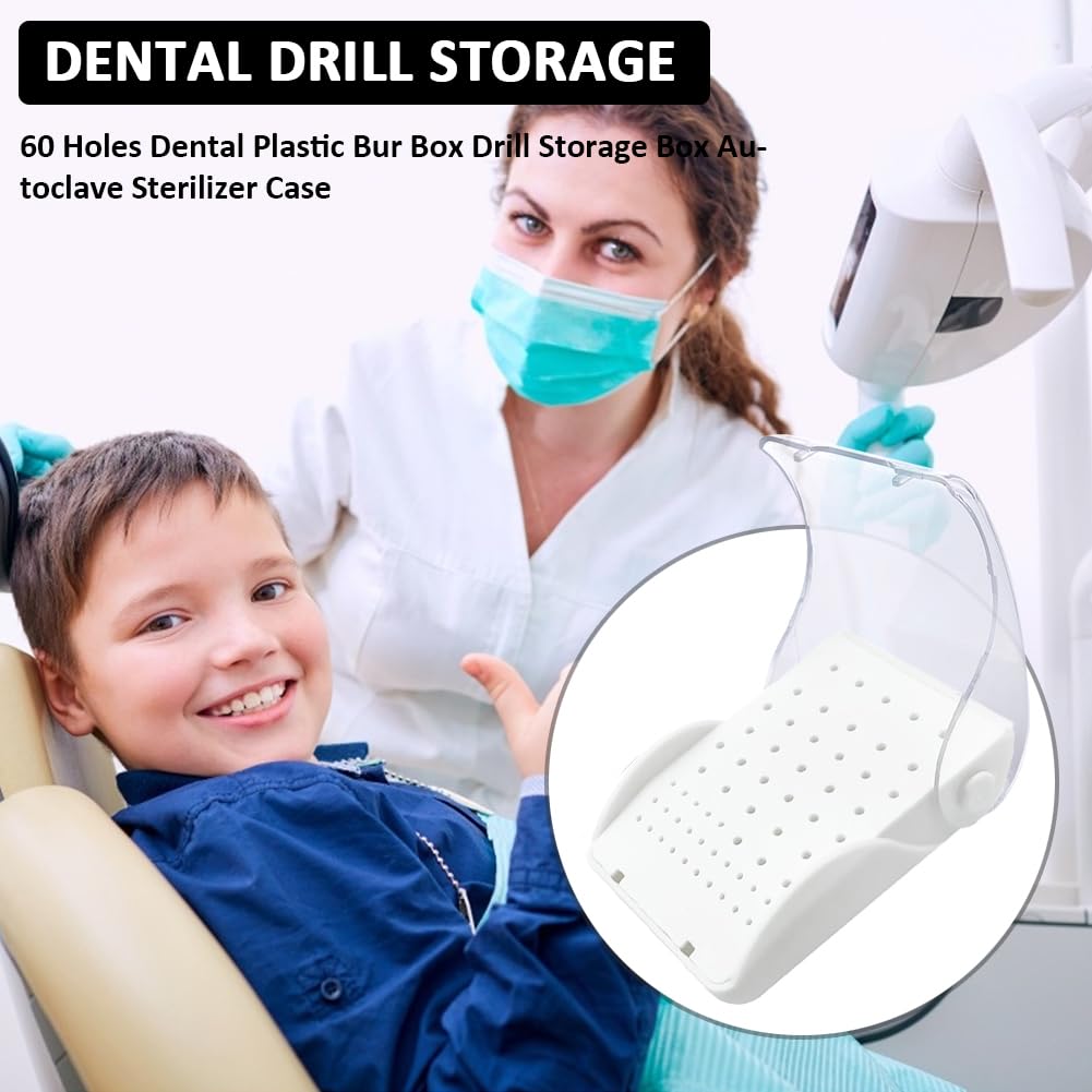 Dental Bur Blocks Station, YOUYA DENTAL 60 Holes Dental Bur Autoclavable Case Organizer with Cover Case, Dental Burs Holder Organizer for Slow Speed High Speed Burs Diamond Burs Drill Dentist Tool