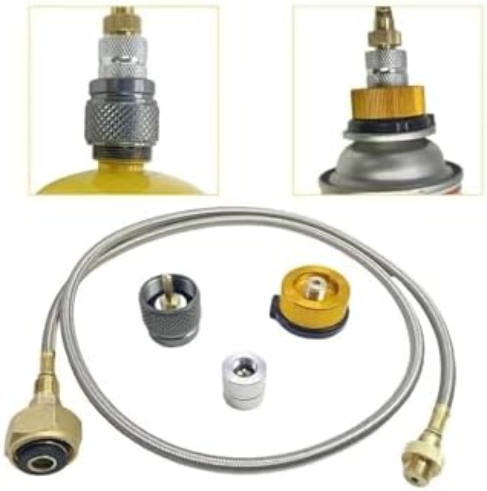 Gas Connection Pipe Stainless Steel Braided Hose 100Cm Camping Gaes Stove Propane Refill Adapter, dla Tank exhaust flex pipe (100cmcordssetb) elastyczna rura wydechowa (100cmcordssetb)