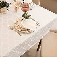 Toalha De Mesa Impermeável 4 Lugares 1,40 X 1,40 M Jacquard (Marrocos Branco)