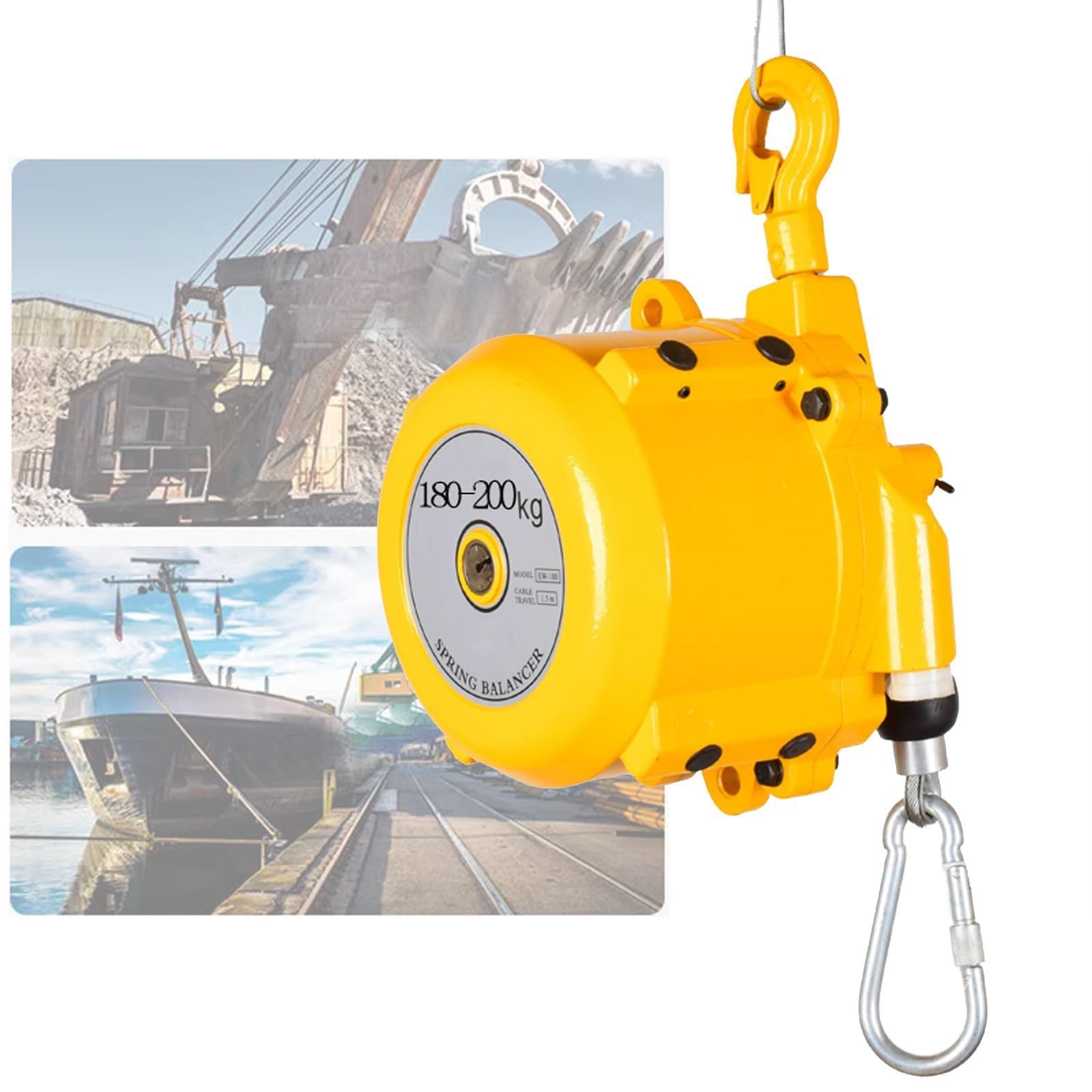 HYQOUKLR Telescopic Spring Balancer, Spring Balancer Aluminum Retractable 1.5m Wire Rope Adjustable Tension 3-200kg(200kg)