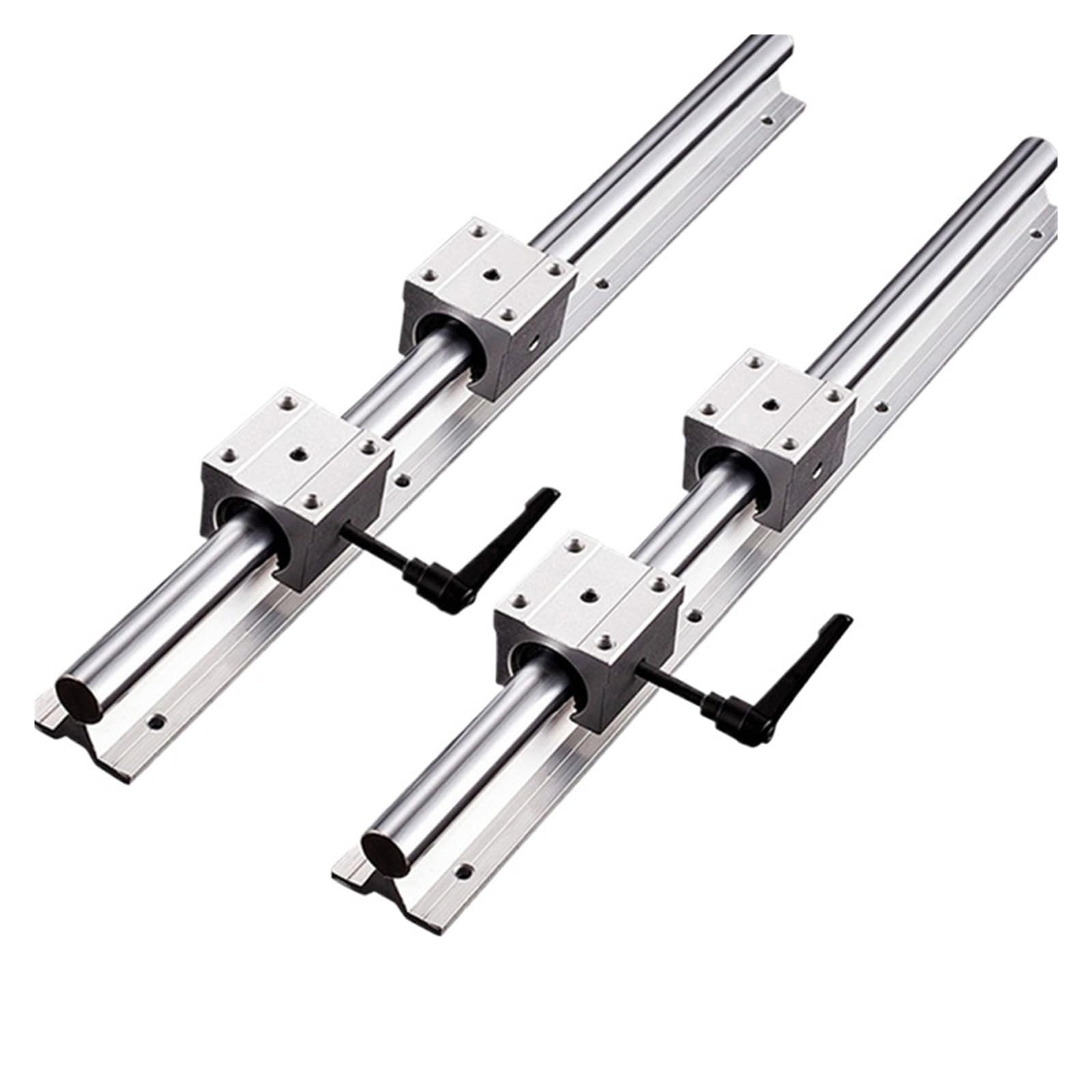 Rail de guidage linéaire SBR16 rigide 300mm contre vibrations avec 4 blocs roulement ouverts