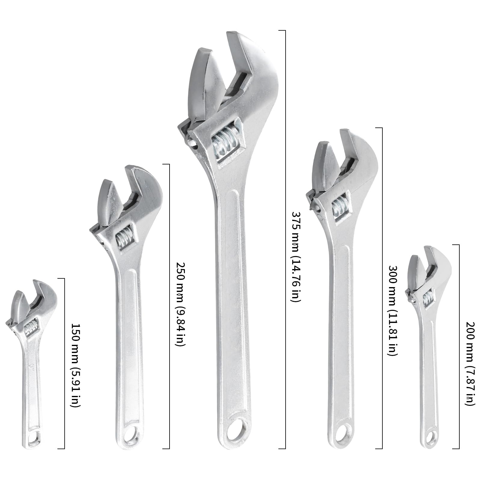 HOIGON Set di 5 chiavi regolabili da 15 cm, 20 cm, 20 cm, 30 cm, 38 cm, 38 cm, 38 cm, 38 cm, 38 cm, 38 cm, 38 cm, 38 cm, 38