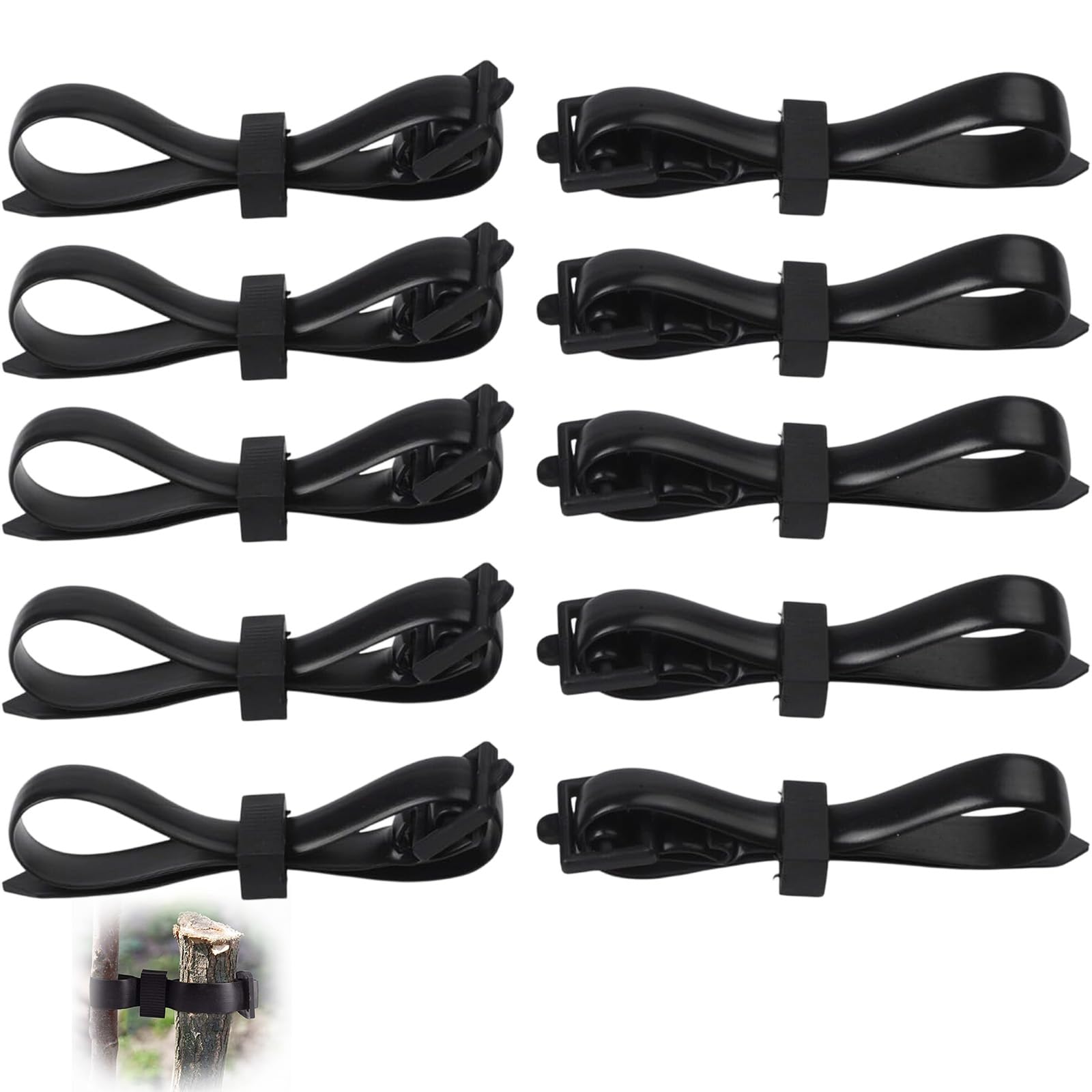 Alinw 10 Pcs Tree Ties Straps Rubber, Tree Stakes and Ties, 30 X 1.3 X 0.18cm Adjustable Support Straps for Staking, Rubber Tie Strap for Keep Trees Upright（Black）