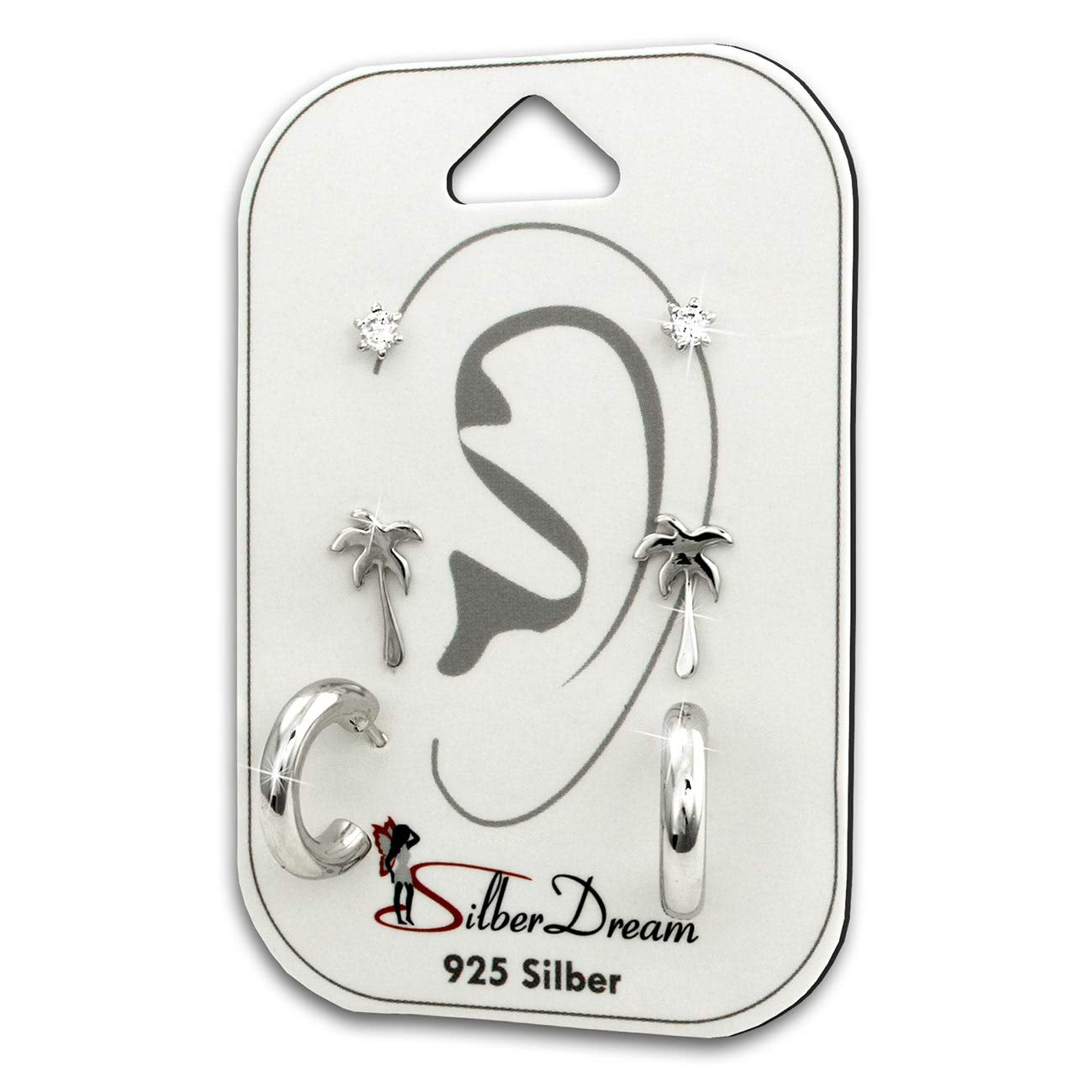 Silberdream Set Di Orecchini A Perno 3 Pezzi In Argento E