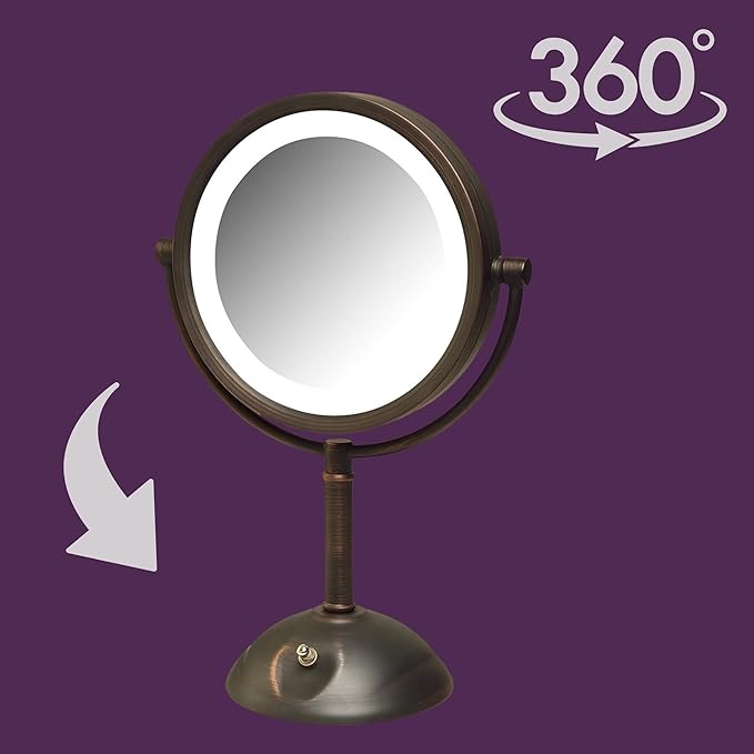 Espejo de maquillaje Jerdon con luz, aumento 1X/8X, bronce, 8.5 pulgadas miniatura 7