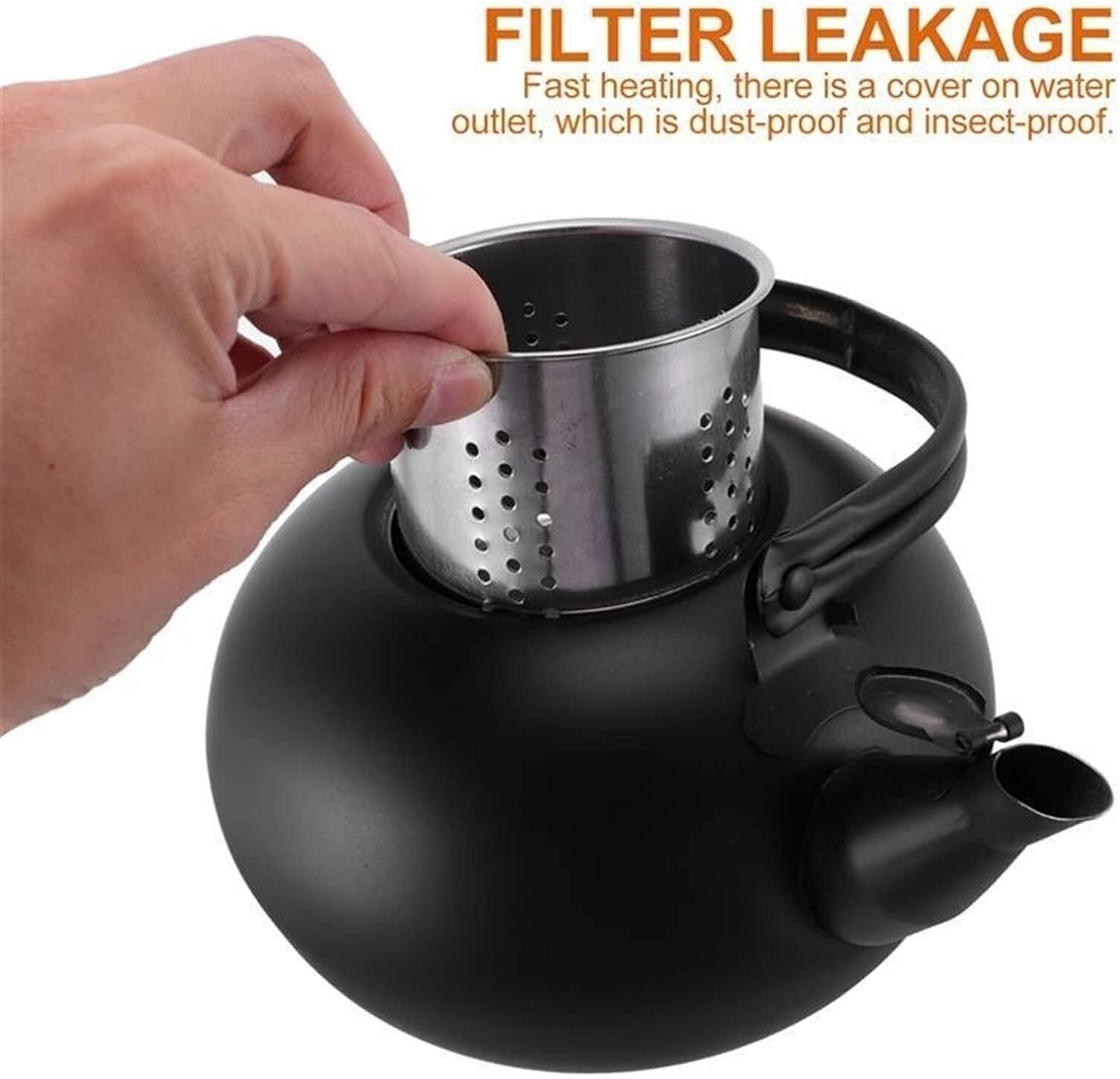 Black Tea Kettle Stovetop，Stainless Steel Infuser and Handle, Tea Maker for Blooming and Loose Leaf Tea(1.5L)