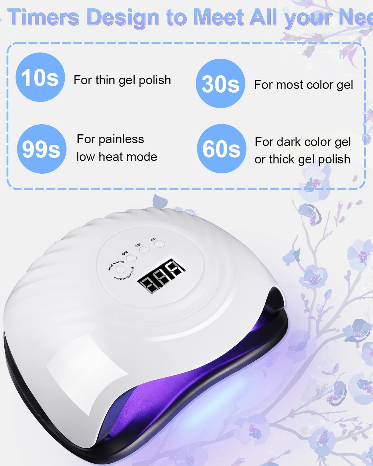 168 W Lampada UV Asciuga Unghie Lampade per Unghie Professionali, Asciugatura Rapida 4 Timer di 10s/30s/60s/99s,36 LED, Grande LCD Display Base Smontabile (Classic-White)