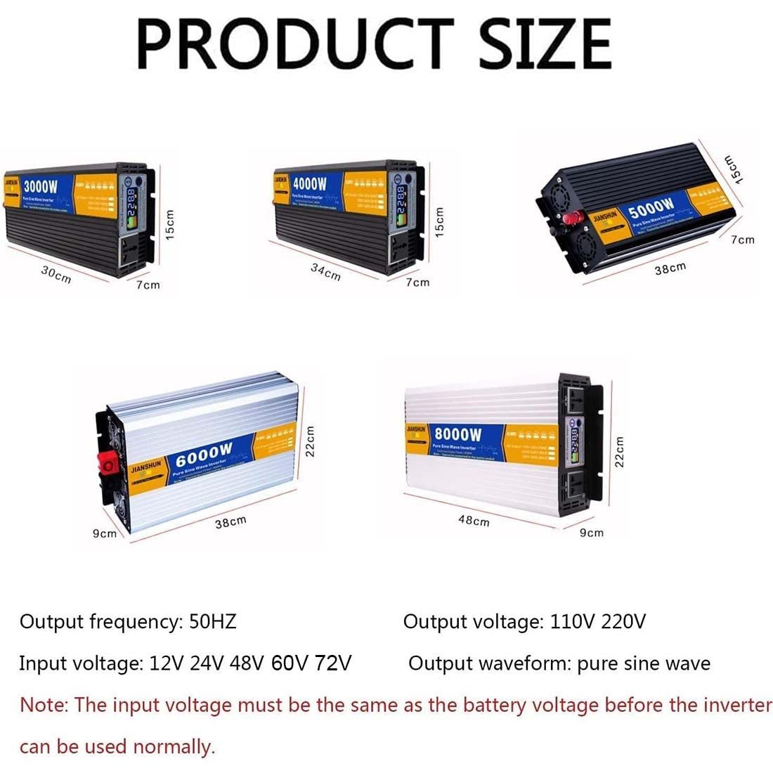 Przetwornica Czystej Fali Sinusoidalnej, Przetwornica Napięcia 3000W 4000W 5000W 6000W 8000W Przetwornica 12V/24V/48V/60V/72V 220V 230V Przetwornica Przetwornica,3000W-24V