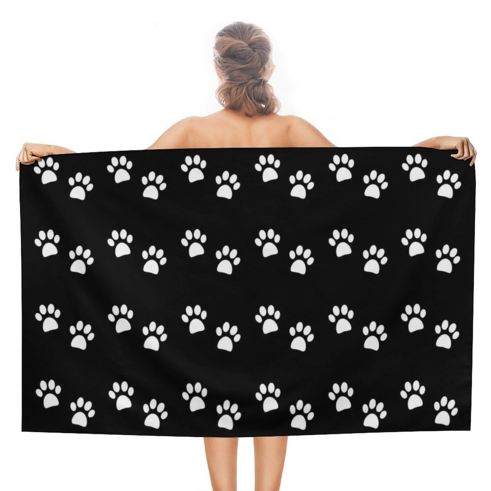LWORZIIB Beach Towel, Dog Paw Prints Bath Towel, Absorbent Towel for Swimming, Sports, Travel