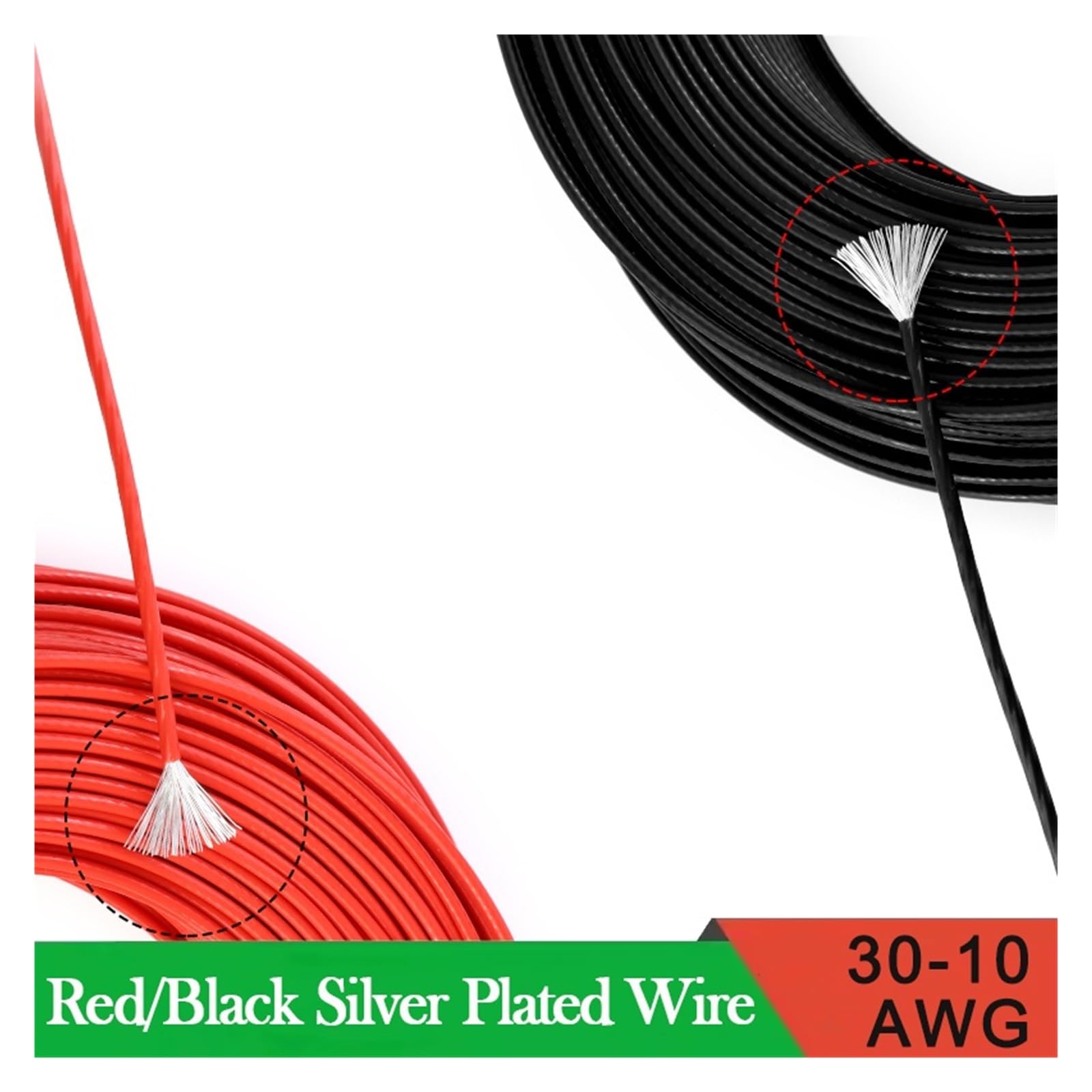 1/2/5/8/10/20/30/50m 13 11 10 AWG Rojo/Negro PTFE Cable electrónico Plateado Aislado Audio Auriculares señal Cable de Cobre(Black 2m,11AWG)